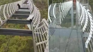 كسر-جسر-زجاجي-في-الصين-بسبب-الإعصار-الذي-هب-بسرعة-90-كيلومترًا-في-الساعة-،-ويتدلى-الشباب-على-ارتفاع-330-قدمًا.