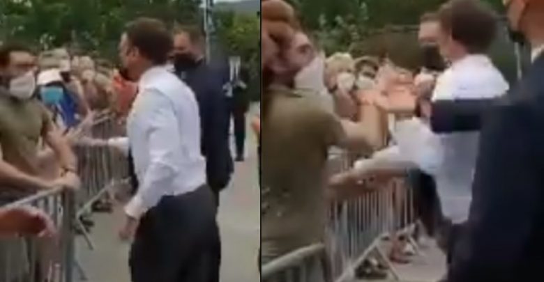 بالفيديو:-صفع-رجل-الرئيس-الفرنسي-إيمانويل-ماكرون-،-واعتقل-اثنان