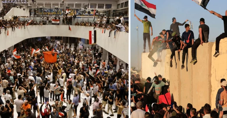 احتجاج-بغداد:-الآن-الوضع-مثل-سريلانكا-في-العراق-،-دخل-الآلاف-من-المتظاهرين-برلمان-بغداد